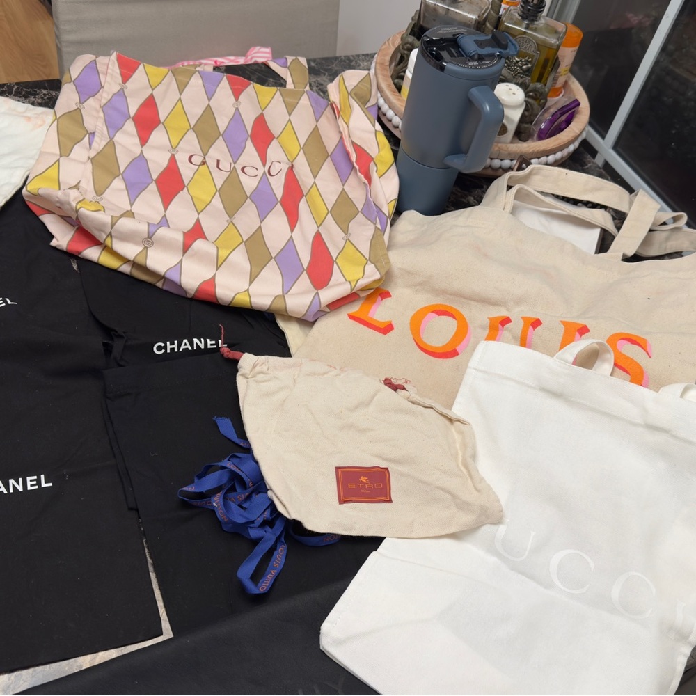 GUCCI, CHANEL, GIVENCHY, Colorful Designer Tote Bags/ shoe/wallet dust bag etc